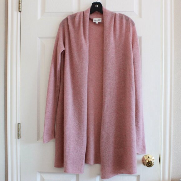 White + Warren Essentials 100% Cashmere Trapeze Cardigan Sweater Pink - Picture 1 of 12